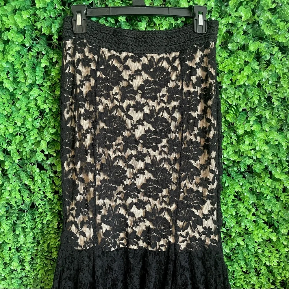 Marciano Women's Large Black Lace Maxi Mermaid Skirt - Picture 11 of 16